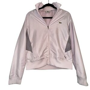 Lacoste pink track jacket woman’s UK 10 US 6 vintage mesh side detail